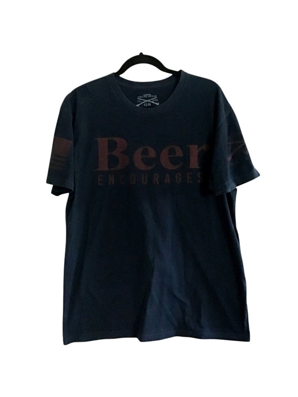 GRUNT STYLE- MENS NAVY COTTON GRAPHIC CREW NECK SHORT SLEEVE T-SHIRT SIZE LARGE